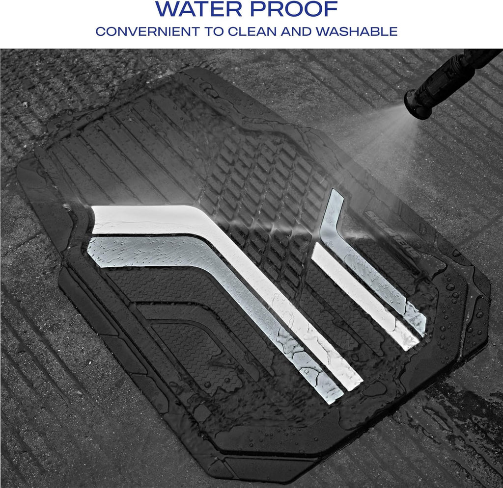 Skechers Heavy Duty Rubber Car Floor Mats,Dual Color Design Floor Mats,All Weather Car Mats,Waterproof Trim To Fit Universal Floor Liner Car Accessories,Automotive Floor Mats For Cars Trucks Suvs,Gery