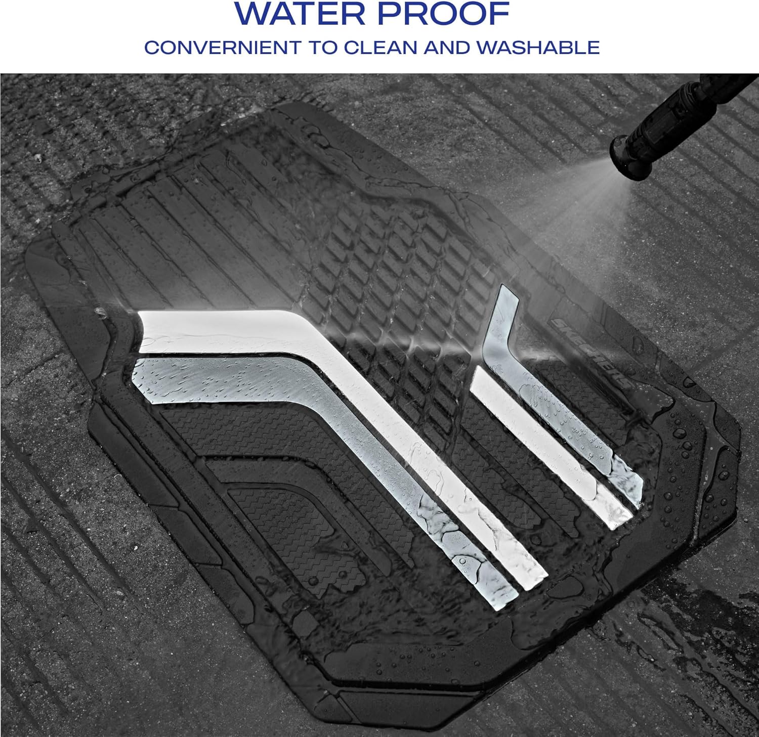 Skechers Heavy Duty Rubber Car Floor Mats,Dual Color Design Floor Mats,All Weather Car Mats,Waterproof Trim To Fit Universal Floor Liner Car Accessories,Automotive Floor Mats For Cars Trucks Suvs,Gery