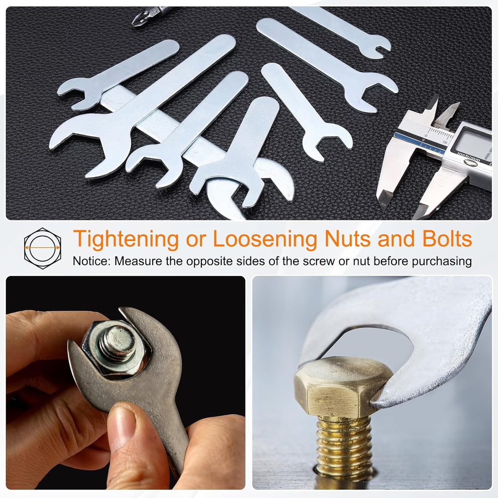 HARFINGTON 10pcs Small Wrench 7x66x1.5mm Metric U-Shaped Single Open Ended Spanner Super Thin Flat Head Galvanizing Wrench for Automotive Repair Furniture Assembly