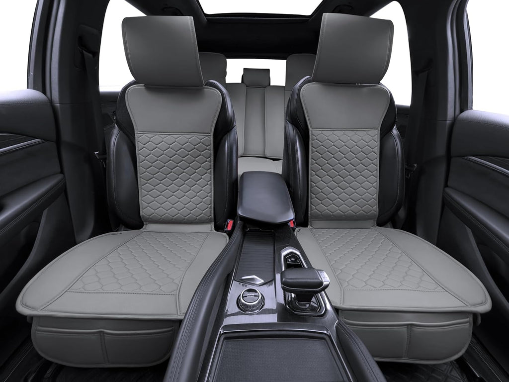 Elantrip Car Seat Cover Full Set Leather Car Seat Protector Universal fit for Most Cars SUVs and Trucks Water Proof Front and Rear Seat Protector Gray