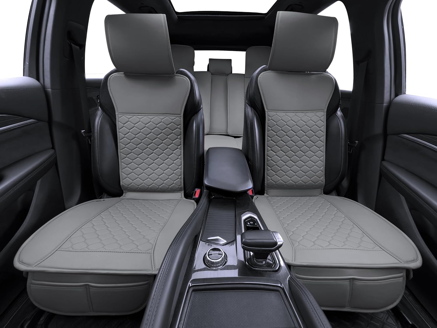 Elantrip Car Seat Cover Full Set Leather Car Seat Protector Universal fit for Most Cars SUVs and Trucks Water Proof Front and Rear Seat Protector Gray