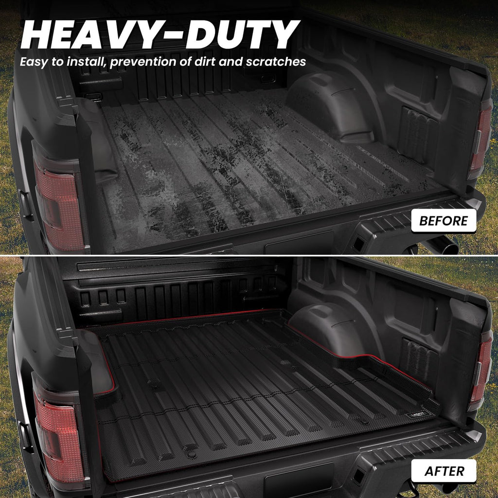 LASFIT Bed Mat for Ford F-150 (6.5ft, 78.9in) 2015-2025(Not for Pro Access Tailgate or Bed w/Side Storage), Custom Fit All Weather Protector Durable TPE Truck Bed Liner Easy Clean- Black