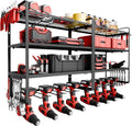NINAT Heavy Duty 4-Tier Wall Mount Tool Organizer Rack - 8 Drill Holders, 150lb Capacity for Power Tools, Cordless Drills | Garage, Workshop, Shed & Basement Storage Solution