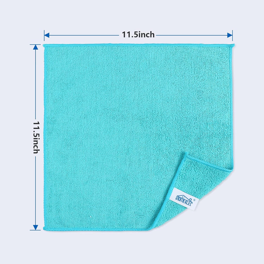 HOMEXCEL Microfiber Cleaning Cloth, 24 Pack Cleaning Rags, Cleaning Towels with 4 Color Assorted, 11.5"X11.5"(Green/Blue/Yellow/Pink)