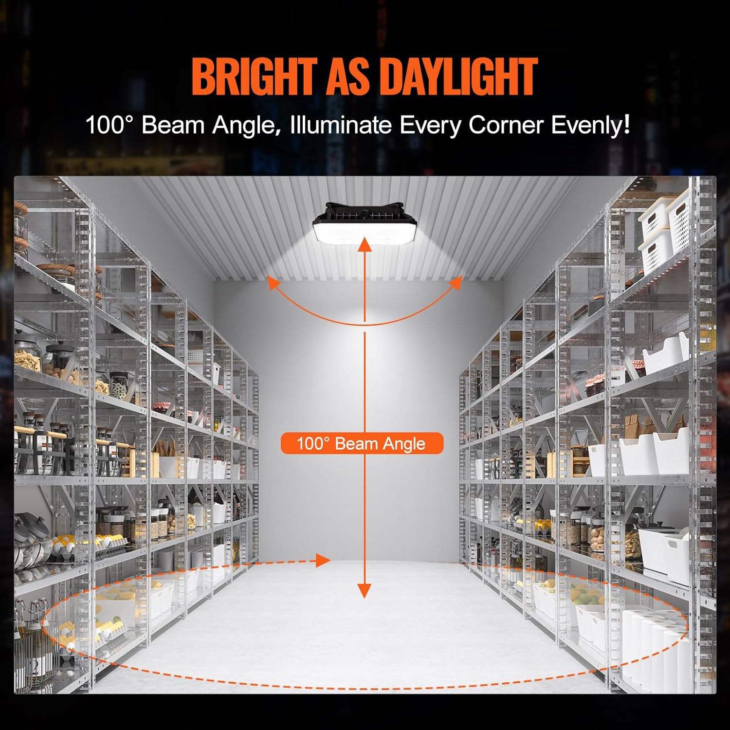 VEVOR 4 Pack LED Canopy Lights, 80W, 8800LM 5000K Daylight Commercial Industrial Outdoor Canopy Lights, 10.08"x10.08" Surface Mount Ceiling Lighting for Gas Station Warehouse Garage Street Shop, IP65