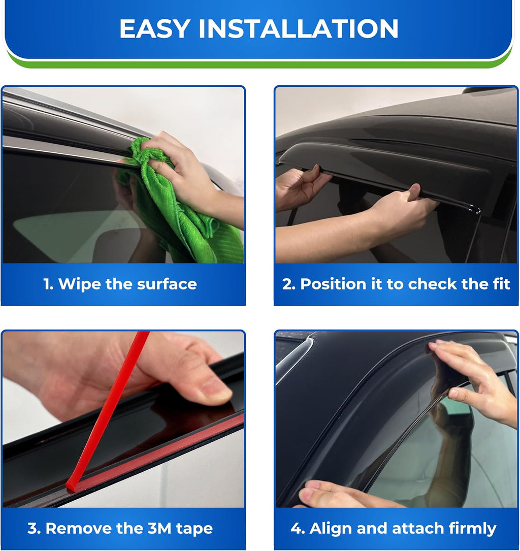 KPY Window Visor Compatible with Porsche Macan 2015-2021, 4PC Rain Guard Side Window Vent Deflectors Tape-On Mugen Style, 2015 2016 2017 2018 2019 2020 2021