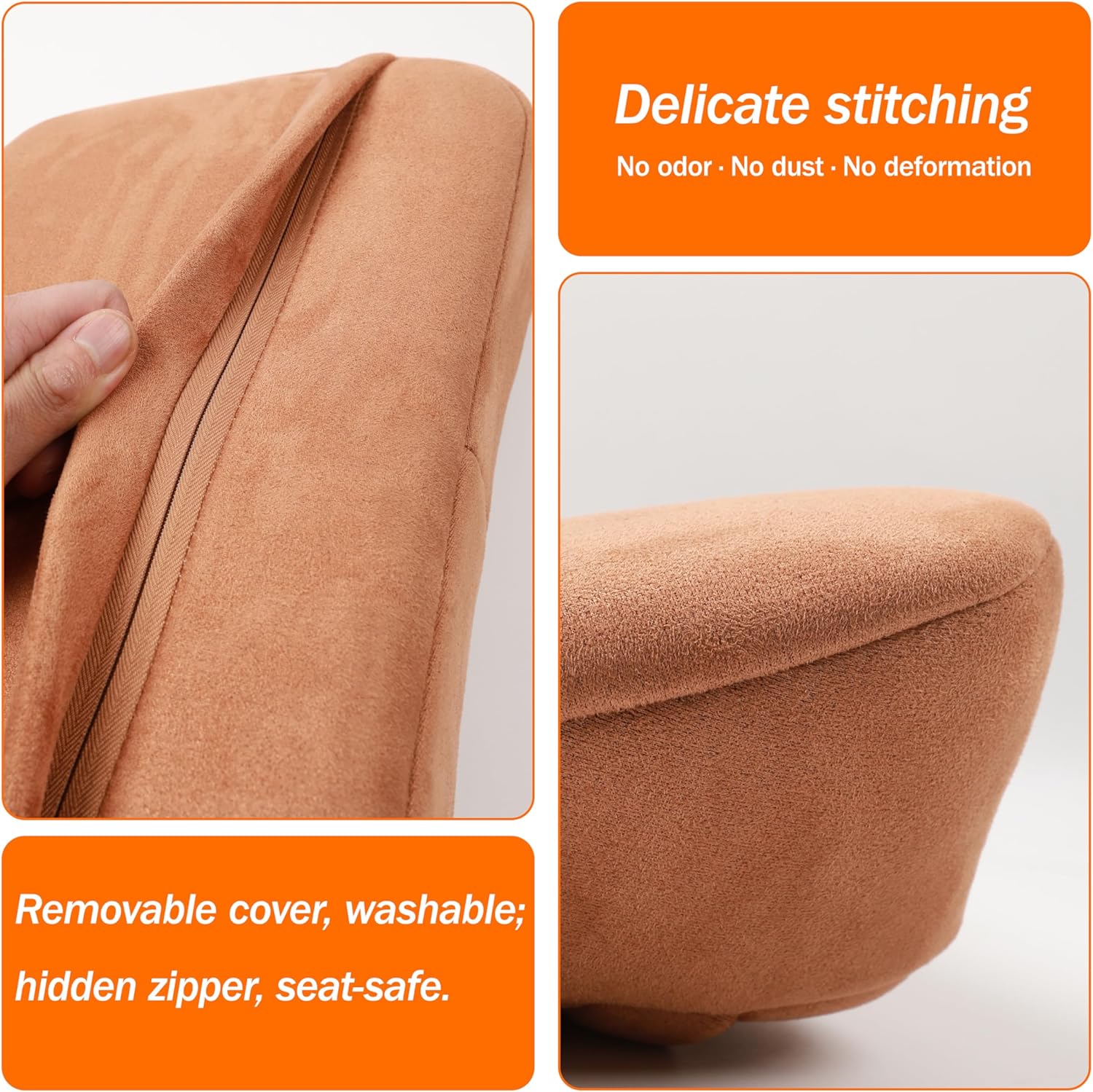 1P Lumbar Support Pillow,15.5x8.7 Memory Foam,Superfiber Suede,Drive car Back Pillows,seat,Office,Rest,Improve Posture(Off-White)