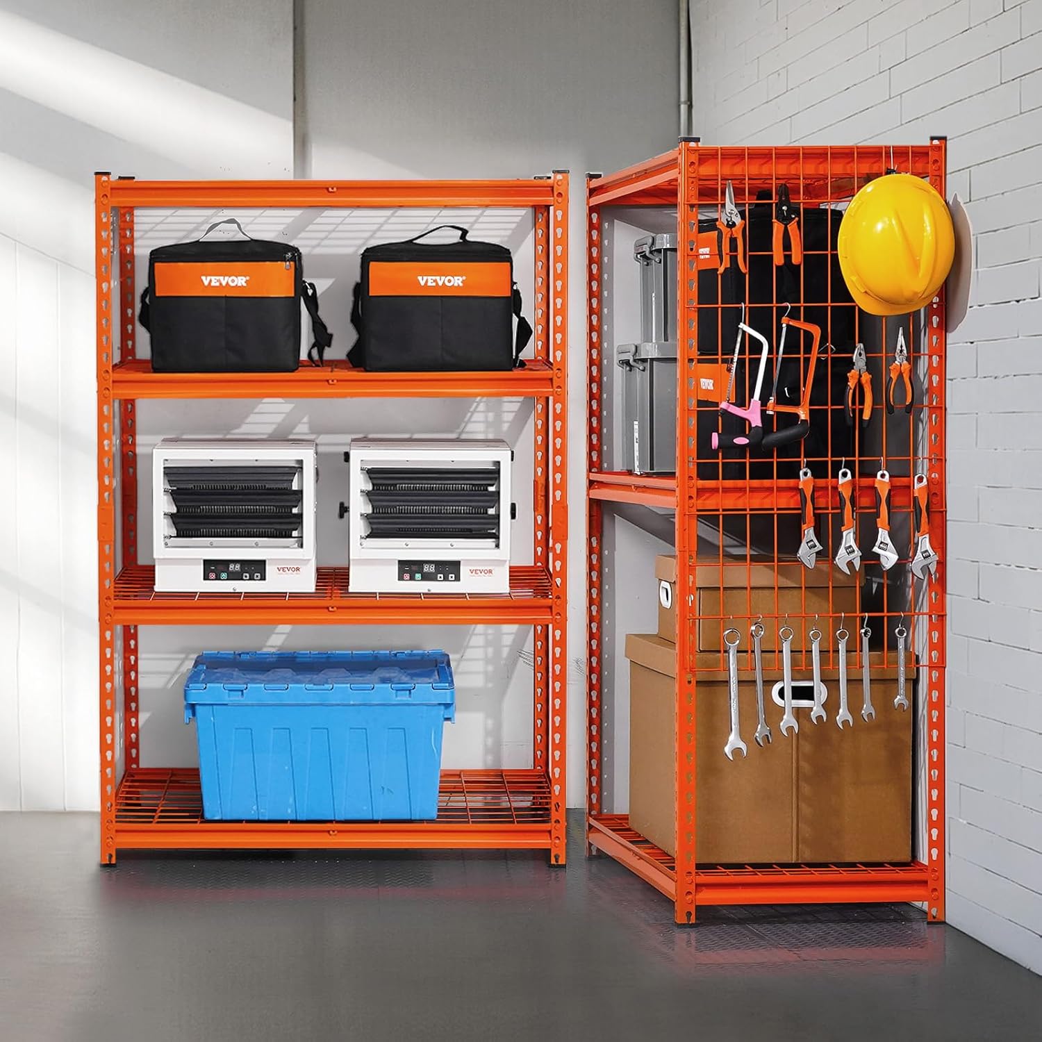 VEVOR Storage Shelves, 2400 lbs, 4 Tier Heavy Duty Garage Shelving, 20" D x 40" W x 60" H Adjustable Metal Shelves for Industrial Shelving Unit Utility Shelf, for Kitchen, Warehouse, Basement, Orange