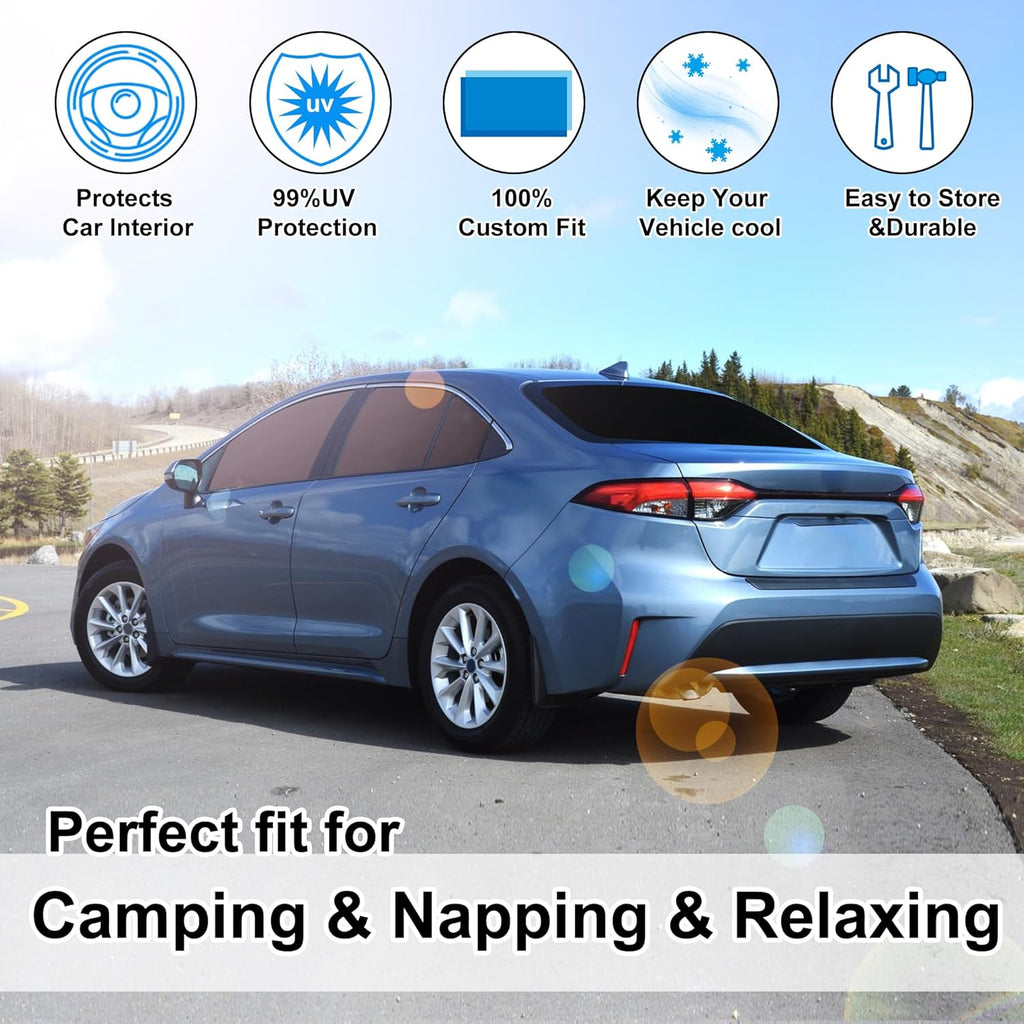TINGLU Window Shades for Toyota Corolla 2020-2024 2025 (Not for Corolla Cross) Accessories Side Full Windows Cover Camping Rear Triangular Windshield Sun Shade Sun UV Rays Privacy Protection 6PCS