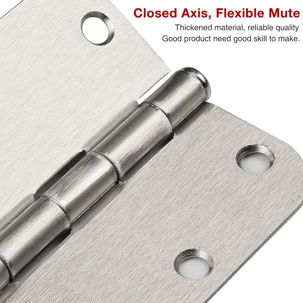 30 Pack Satin Nickle Door Hinges Brushed 3.5 Inch Interior Rounded 5/8" Radius 3-1/2" Flat Iron Hinge Hardware House Bifold Table Farmhouse Bedroom Office Living Room Decor 3½" Accessories for Doors
