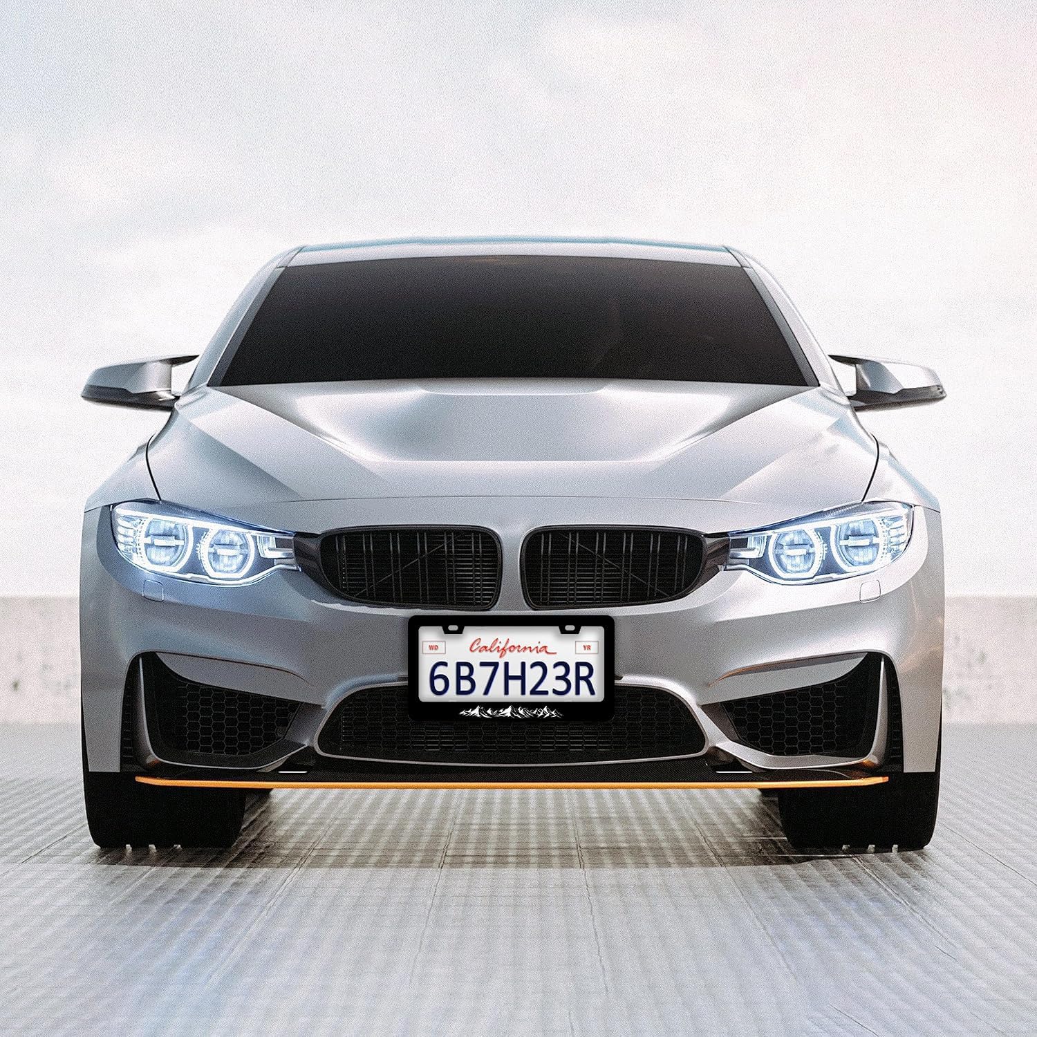 Mountains License Plate Frames - 2 Pcs Set 2 Holes Stainless Steel Metal Novelty Auto Car Accessories Decoration License Plate Frame Cover Size 6.3" x 12.2" Fit US Vehicles for Women Men Gift