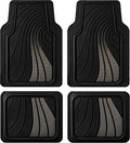Road Comforts Car Floor Mats Full Set – Front & Rear Car Floor Mats with Aluminum Design, Anti-Slip Backing, All-Weather Protection, Trim-to-Fit Car Mats for Most Sedans, SUVs & Vans - Grey