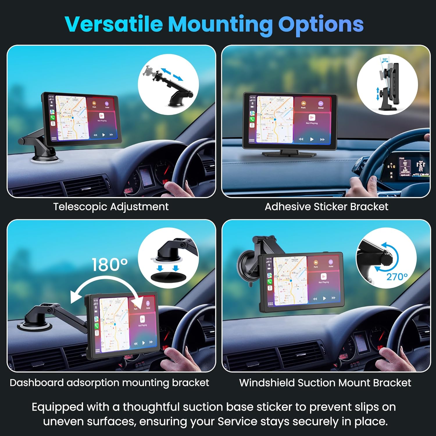 BIGASUO Apple Carplay & Android Auto Screen for Car 4K Dash Cam, 9" HD Touchscreen with 1080P Backup Camera, GPS Navigation/Mirror Link/Voice Control/Bluetooth Fits All Cars