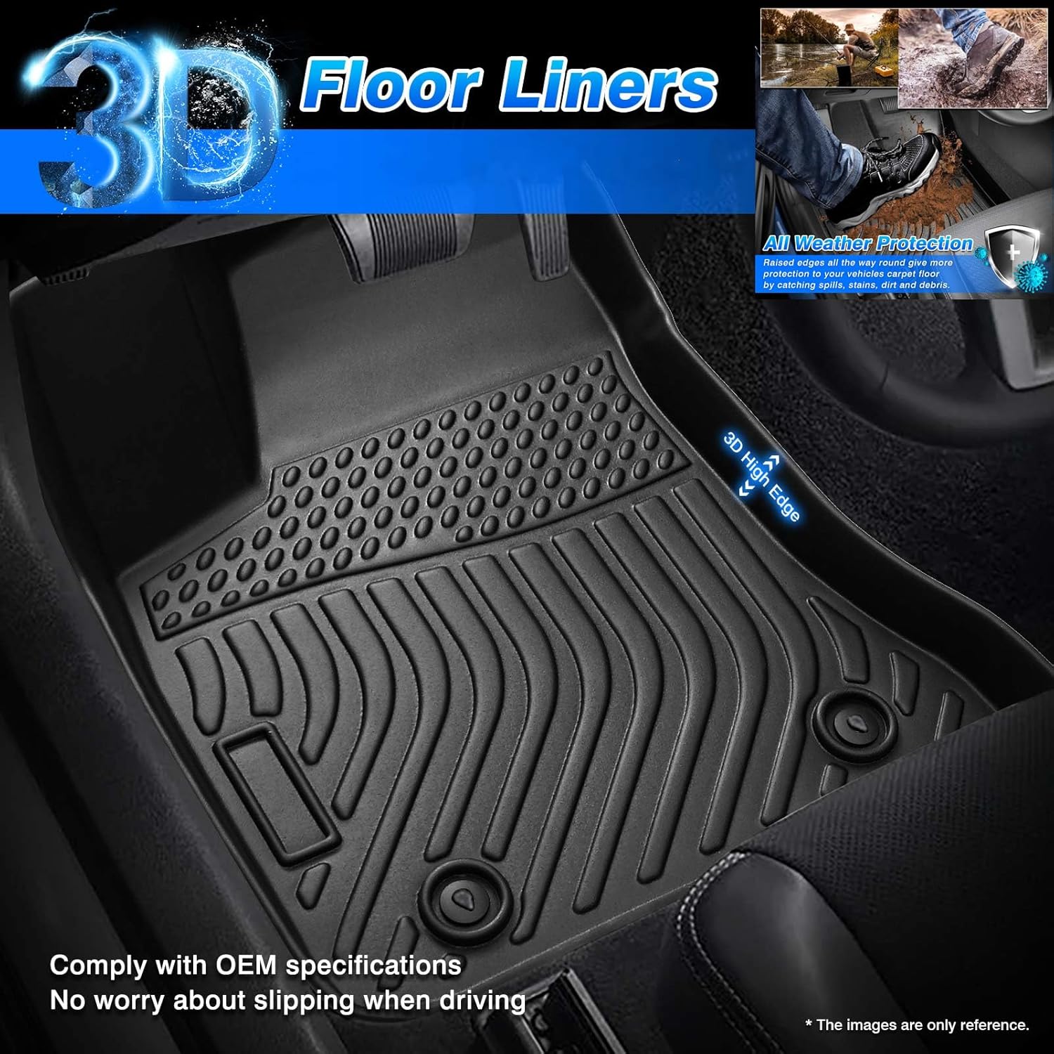 Cartist Floor Mats Custom Fit for 2022 2023 2024 2025 Ford Maverick (Only for Hybrid) All Weather Floor Liners Front & 2nd Row TPE Black