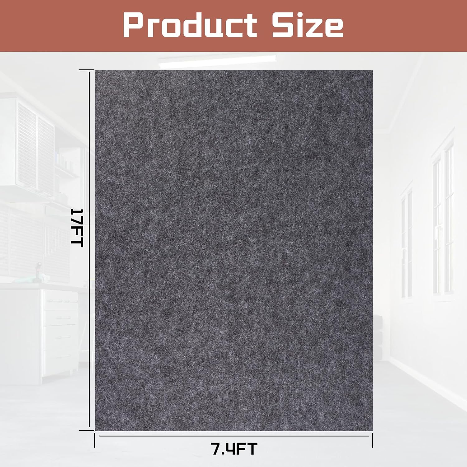 Garage Mats Oversize Garage Floor Paking Mats for Under Car, 7.4 x 17 Ft Non-Slip Gray Garage Flooring Carpets, Absorbent Oil Garage Parking Mat, Waterproof Mats