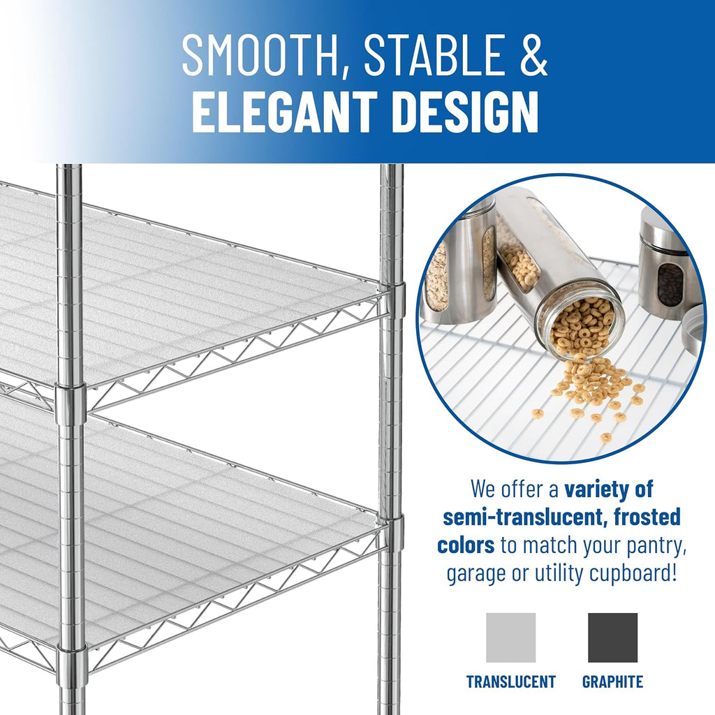 Shelf Liners for Wire Shelf System: Set of 5 in Graphite: 14 x 30 inch: Plastic Wire Shelving Shelf Mats