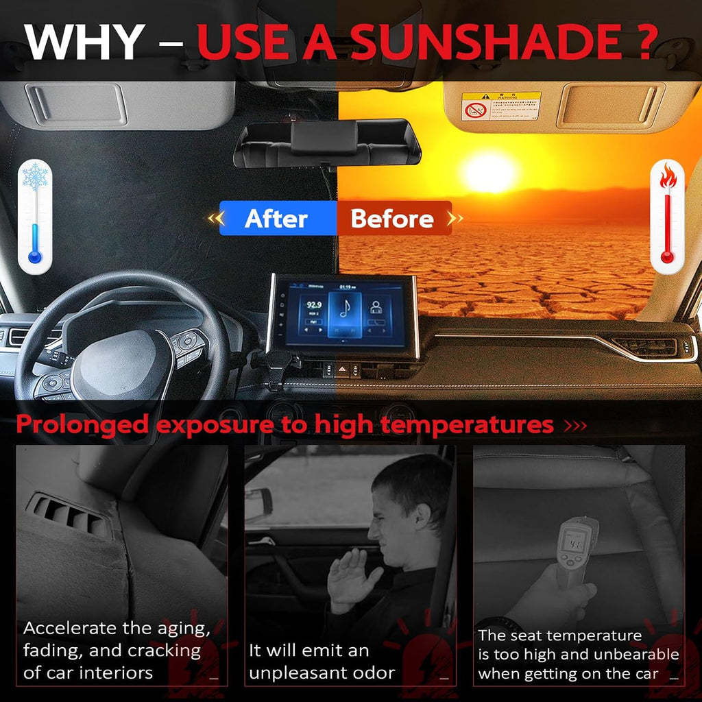KAYZT Windshield Sun Shade for 2014-2019 Toyota Highlander SUV Foldable Sunshade Front Window Custom Fit Car Accessories
