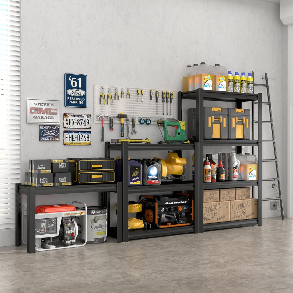 Storage Shelves,Small Shelves Unit and Storage,4 Tier Metal Shelf with Adjustable Shelves,Metal Storage Racks Heavy Duty Load 2000lb,Warehouse,Basement,Black