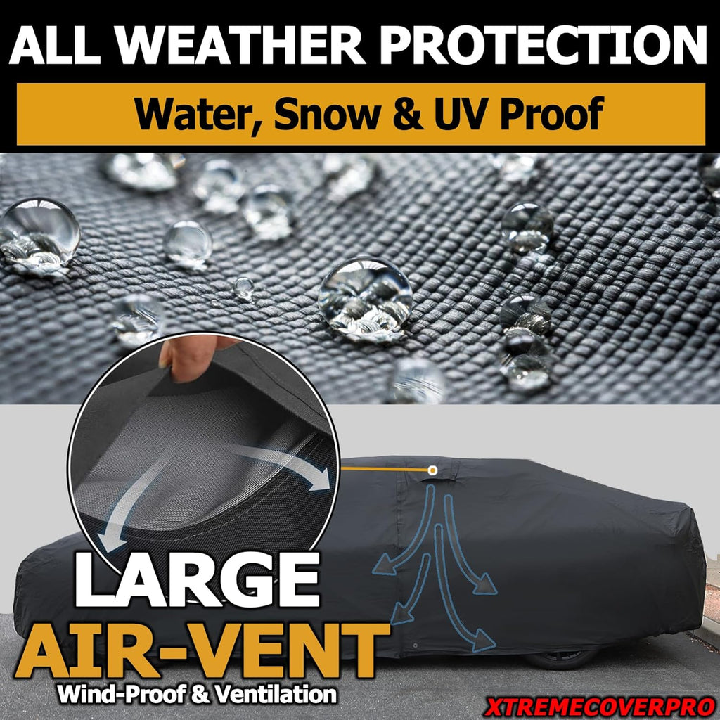All Weather Waterproof car Cover Good for rain Snow uv Protection dust Large-Size Sedan Grand Prix 300 Charger Impala Regal MKZ Lacrosse LS Black