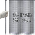 VVOKGO 16 Inch Rebar Stakes Metal Asphalt Anchoring Spikes Ground (24pcs), 1/2 Inch Diameter Galvanized Landscape Anchors Heavy Duty for Speed Bump, Handicap Threshold Ramps, Parking Limits Curb, Tarp