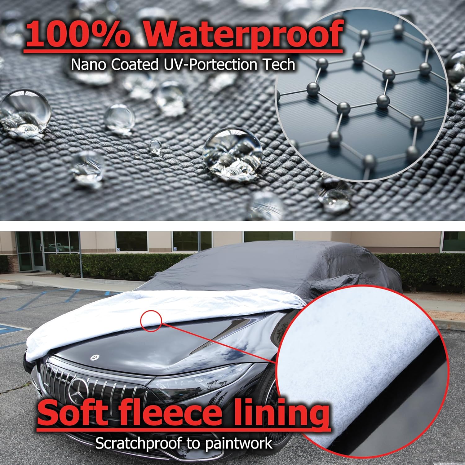 All Weather Waterproof car Cover Good for rain Snow uv Protection dust Small Coupe TT Z3 del Sol S2000 MX-5 Miata SLK Solstice MR2 MRS Black