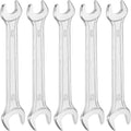 HARFINGTON 5pcs Double Open End Wrench 10mm x 13mm Metric 15 Degree Offset Angle Small Flat Head Wrench Galvanizing Open Ended Spanner for Automotive Repair Furniture Assembly
