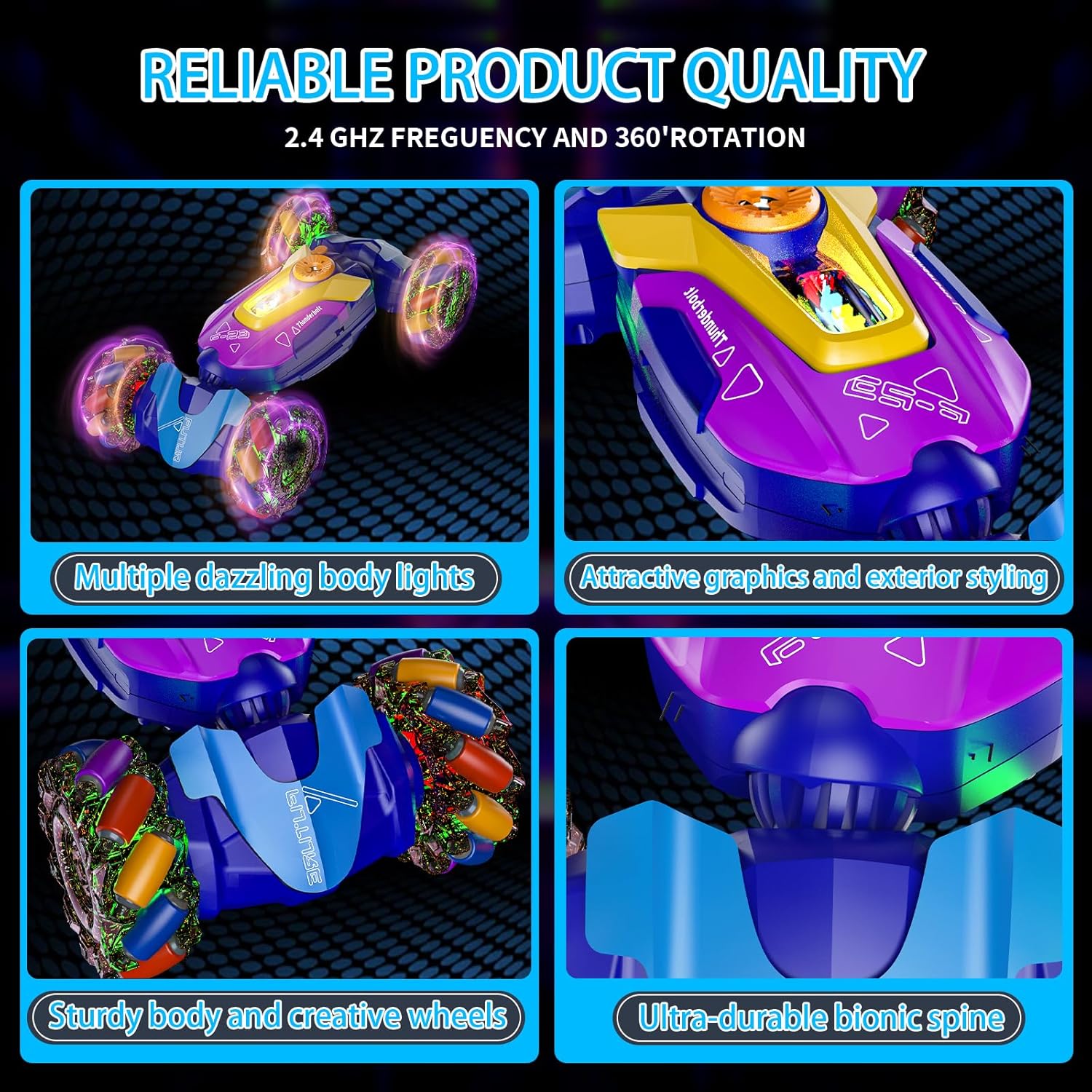 Gesture Sensing RC Stunt Car,Remote Control Car Toys for Ages 5-7-13,with Lights Music Spray,4WD 360° Spins All Terrains Kids Toys RC Cars,3-6 Year Old Boy Birthday Gift & 3-12 Best Gift for Kids