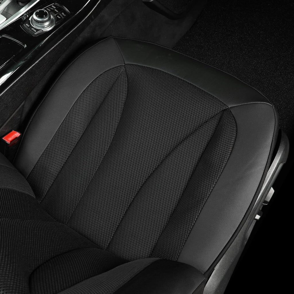 GIANT PANDA 2 Pack Front Mesh Seat Covers Custom Fit Toyota Tacoma 2016 2017 2018 2019 2020 2021 2022 2023 2024 2025 Double & Crew Cab SR,SR5,Limited,TRD Pro,TRD Sport TRD Off-Road,Faux Leather(Black)
