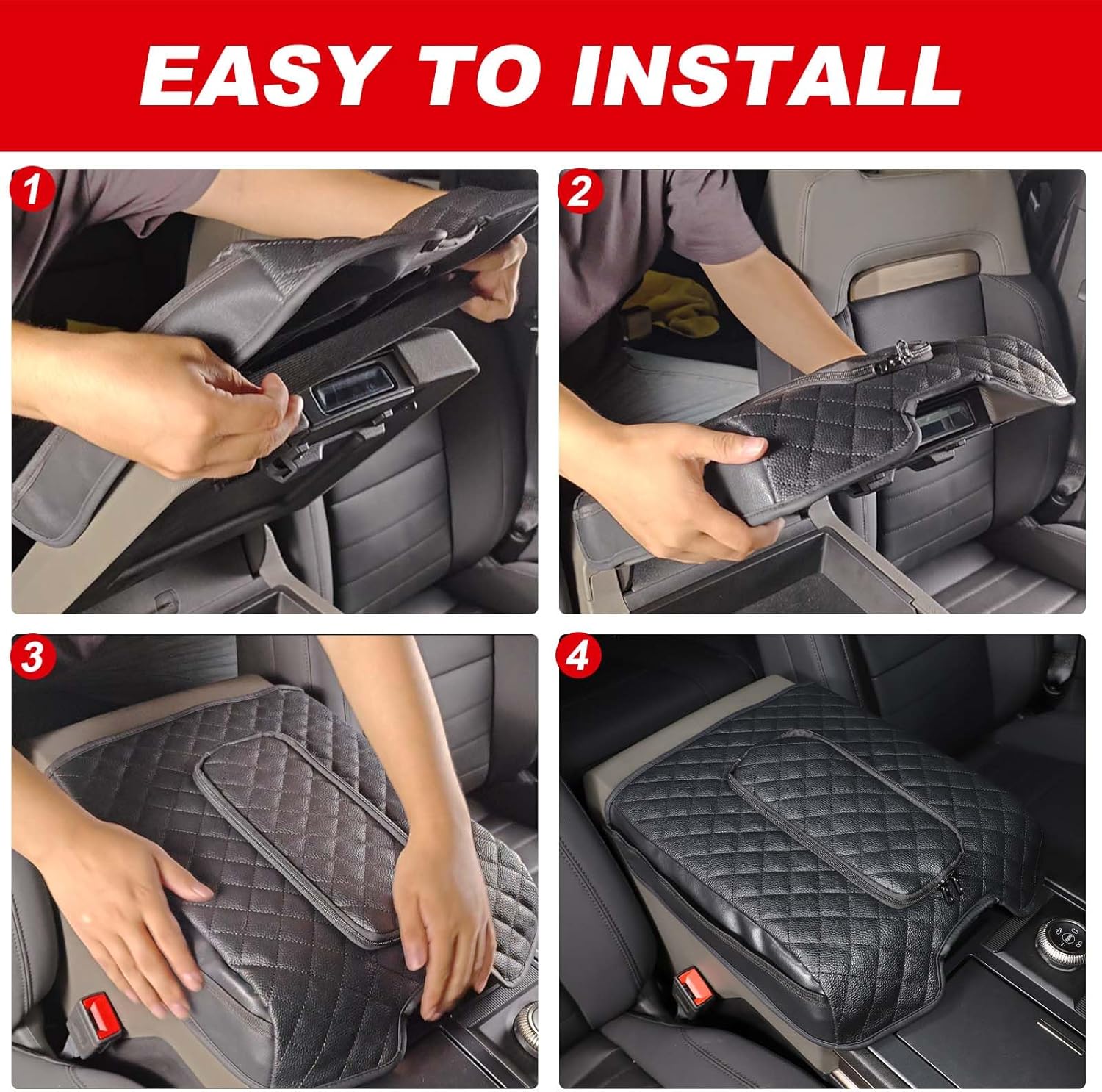 Upgraded Car Center Console Cover for Hummer EV Accessories Microfiber Leather Car Armrest Cover Cushion with Storage Bags Car Armrest Storage Box for Hummer EV Pickup SUV 2022-2024 2025+
