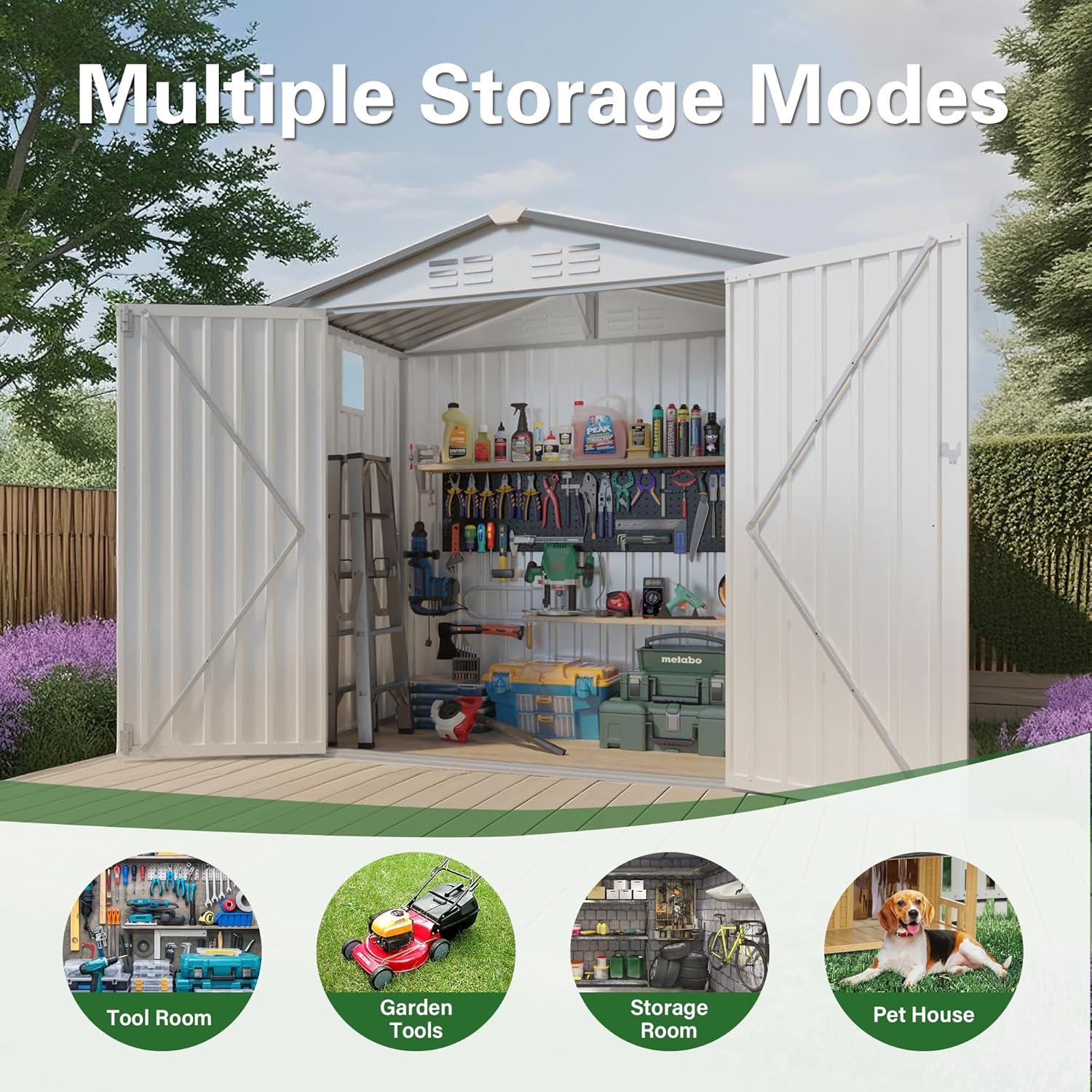 ARMSET 6x3.5 FT Metal Outdoor Storage Shed for Patio & Backyard - Waterproof Small Shed, Lockable Tool Shed with Clear Window, Galvanized Steel Garden Storage Cabinet for Tools and Bikes