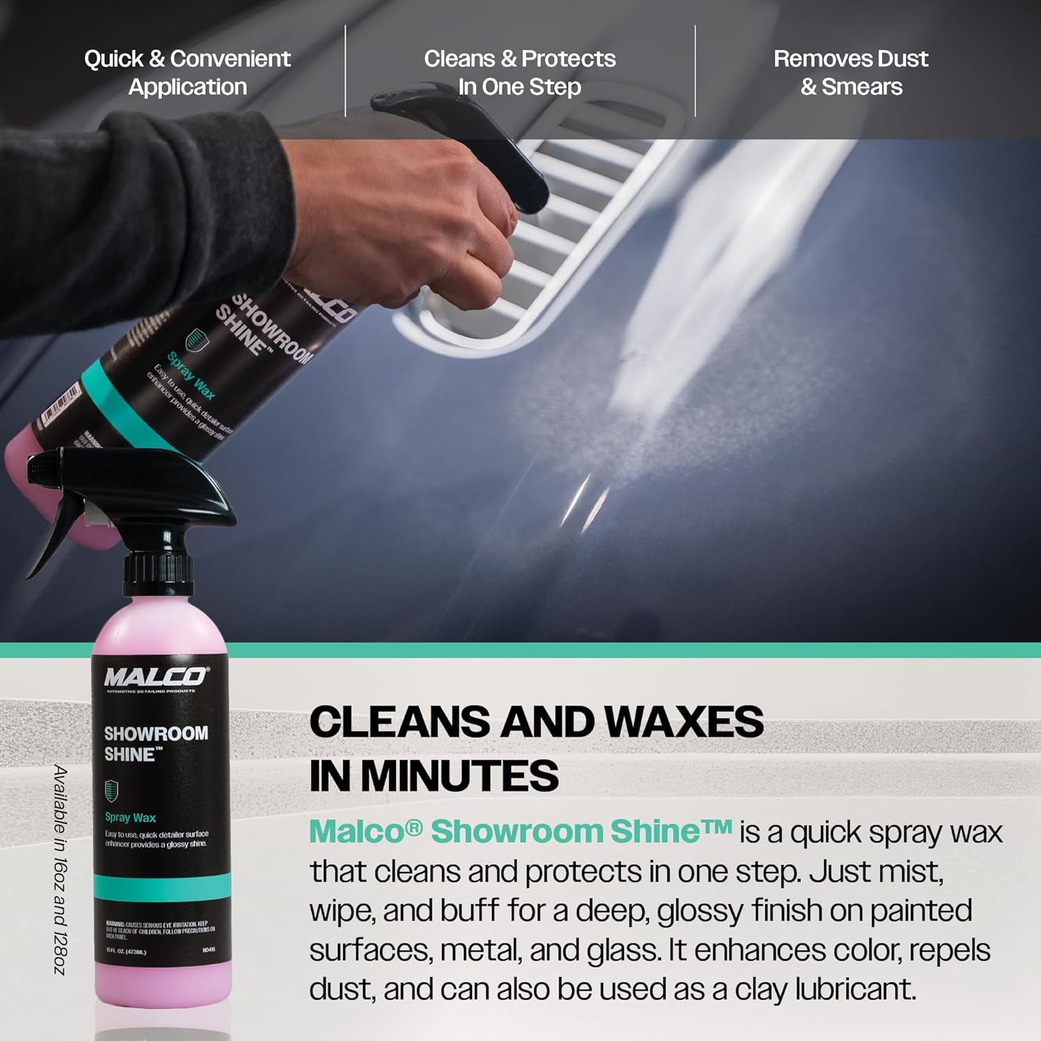 Malco Showroom Shine Spray Car Wax – Best Car Wax Spray for Professional Finish/Easy to Use Instant Detailer Spray/Cleans and Waxes Painted Surfaces, Metal and Glass / 1 Gallon (110401)
