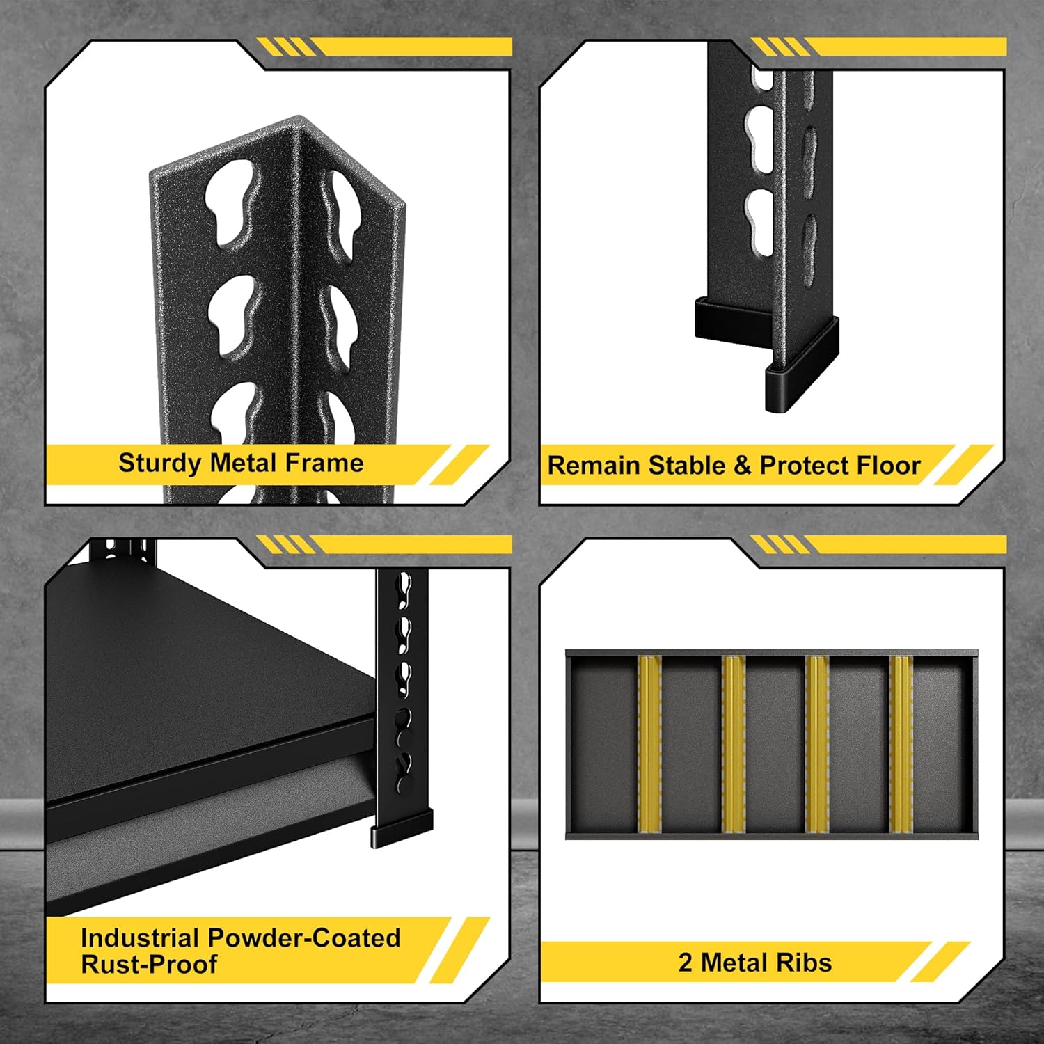 48" W Garage Shelving Heavy Duty，3000LBS Loads Metal Shelving Units and Storage,5-Tier Garage Storage Shelves Heavy Duty, Industrial Utility Shelves,48”W x 24”D x 78”H(Black)