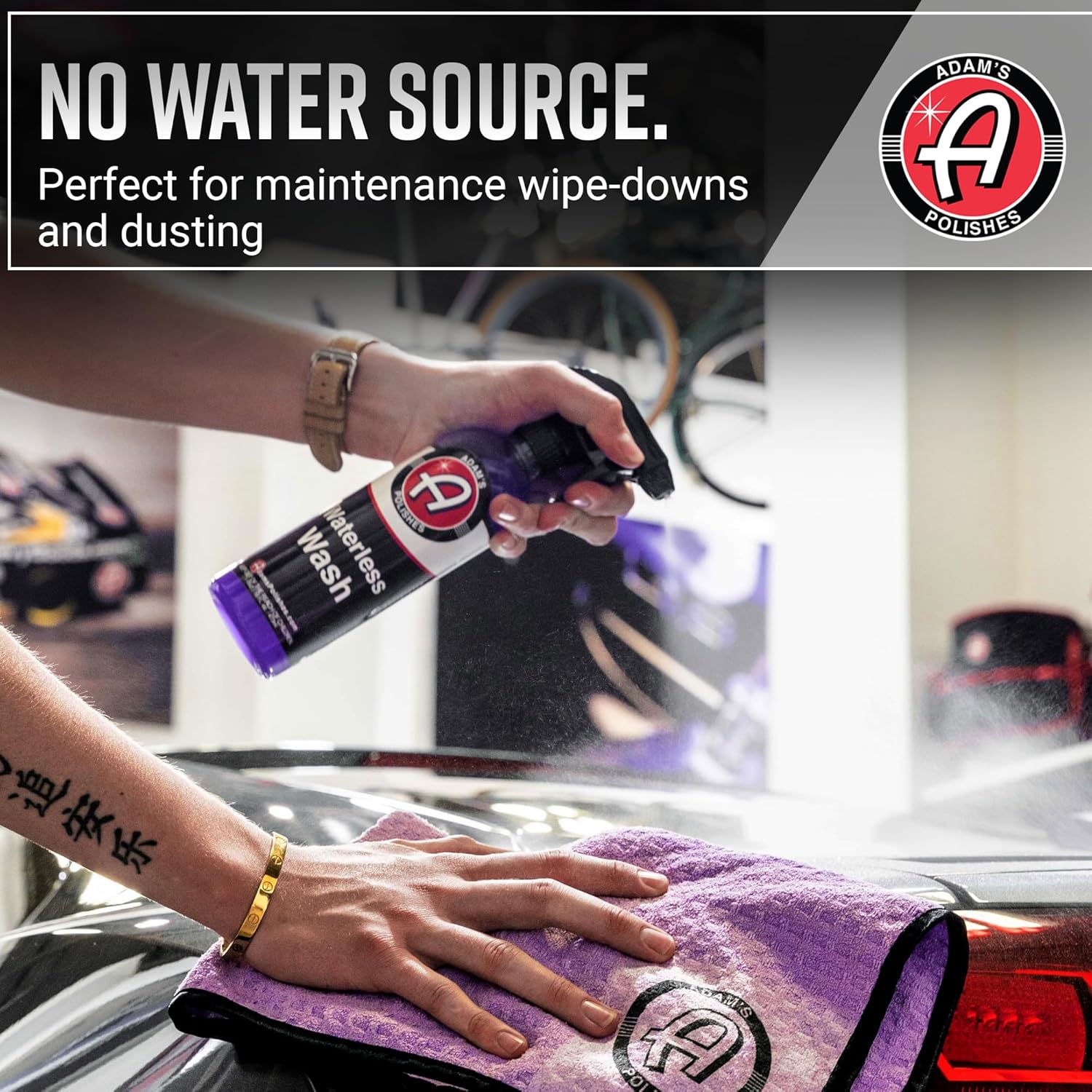 Adam's Polishes Waterless Wash (Gallon) - Cleaning Car Wash Spray for Detailing | Safe Ultra Slick Lubricating Formula for Auto, Boat, Motorcycle, RV | No Garden Hose, Wash Soap, or Foam Cannon