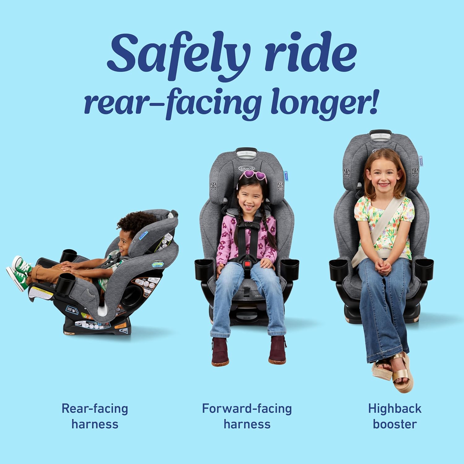 Graco Extend2Fit Convertible Baby Car Seat, Rear and Forward Facing, Adjustable Extension Panel for Extra Legroom, Ashten