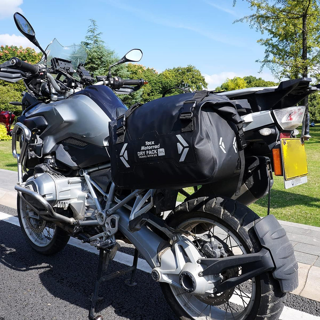 Motorcycle Saddle Bags Tail Bag, 30L Roll-top Waterproof Motor Detachable Side Trunk Bag, Motor Panniers Luggage Bag for Motorcy