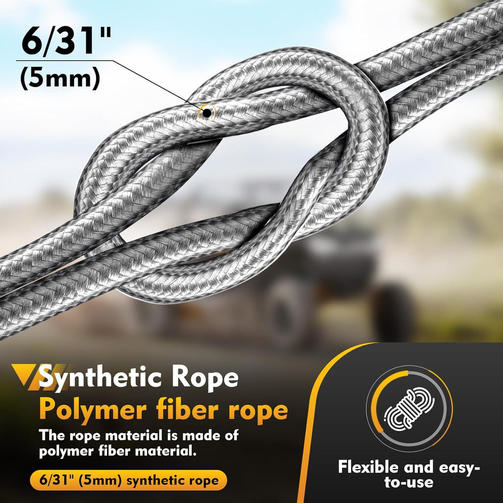 Portable Drill Winch of 1000 LB, Black Handheld Drill Winch with 40 Foot Synthetic Rope, Rotate The Hook 360 Degrees, for Lifting & Dragging