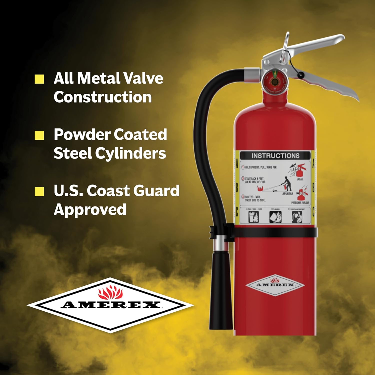 Amerex B500, 5lb ABC Dry Chemical Fire Extinguisher with Aluminum Valve