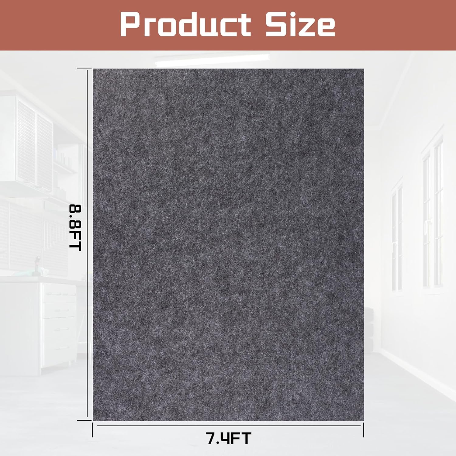 Garage Mats Oversize Garage Floor Paking Mats for Under Car, 7.4 x 8.4 Ft Non-Slip Gray Garage Flooring Carpets, Absorbent Oil Garage Parking Mat, Waterproof Mats