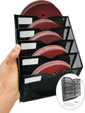 5-Tier Wall Mount All Metal Sandpaper Organizer, Hanging Sandpaper Storage Rack Holder for 5" & 6" Sanding Discs, Woodworking Tool Box Accessories (Black)