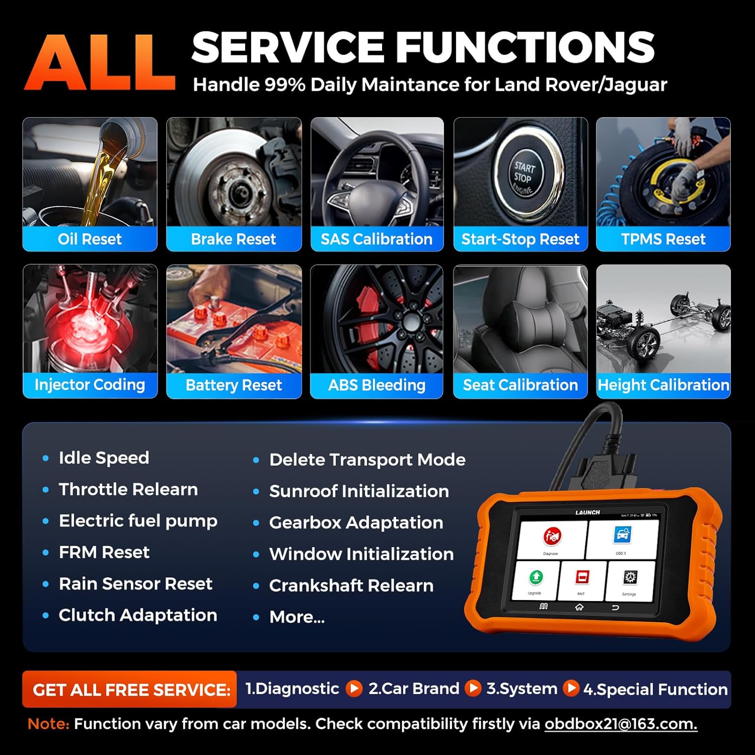 LAUNCH Creader Elite V2.0 for Land Rover Jaguar OBD2 Scanner, Bi-Directional Full Systems Diagnostic Scan Tool, All Reset Services, Active Test, Battery Reset, Height Calibration, Lifetime Free Update