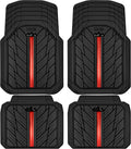 CAR PASS Metal Medium Rubber Floor Mats for Car Heavy Duty Car Mats All Weather, Universal Trim to Fit for Truck SUV Vehicle Automotive Floor Mats, Waterproof Car Mats 4 Piece Black and Red