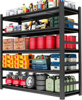 87" H,Heavy Duty 5-Tier Steel Garage Shelving Unit | 3800LB Capacity| Garage & Basement Storage | Industrial-Grade Metal Shelving for Warehouses & Workshops | Adjustable, Rust-Resistant, Black