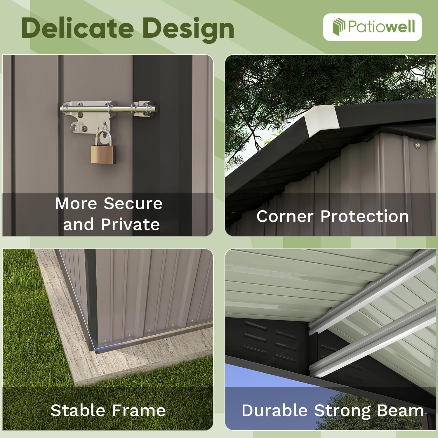 Patiowell 6x4 FT Outdoor Storage Shed, Garden Tool Storage Shed with Sloping Roof and Double Lockable Door, Outdoor Shed for Garden Backyard Patio Lawn, Brown