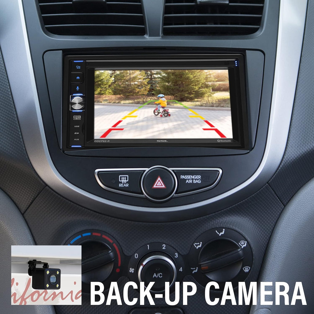 Sound Storm Laboratories DDCP62-R Apple CarPlay Car Multimedia Player - Double-Din, 6.2 Inch Capacitive Touchscreen, Bluetooth, USB, SD, Aux AV in, No CD DVD, AM/FM, Backup Camera Included