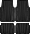 CAR PASS Heavy Duty Sporty Rubber Car Mats, Deep Dish All Weather Car Floor Mats Full Set, Waterproof Anti-Slip Automotive Matts Rugs Trim to Fit for Most Sedans SUVs Vans, All Black
