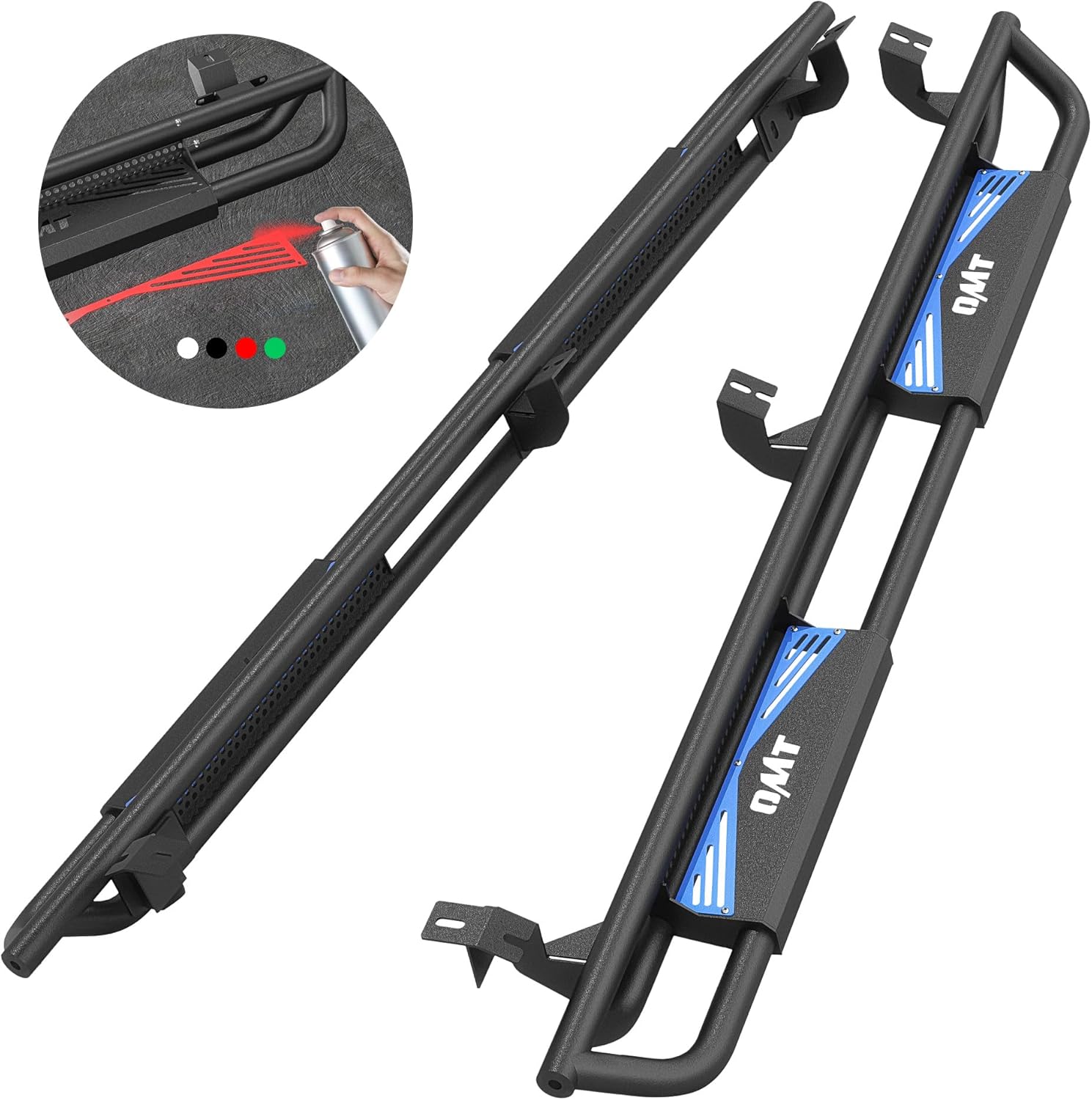 Running Boards Compatible with Toyota Tacoma Double Cab 2005-2023, 6.6" Side Steps with Paintable Step Plates, Heavy Duty Nerf Bar with Triple-Shield Anti-Corrosion Technology, Single Stair