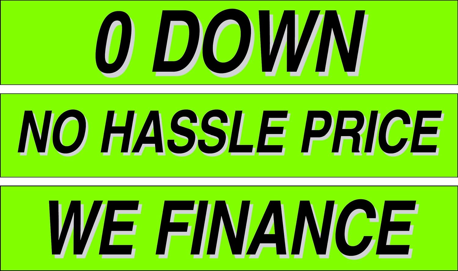 Ez-line Vinyl Windshield Stickers 3 Dozen 15 Inch Chartreuse Slogan Dealership Pro Pack for Car Lots (EZ115-Pack1)