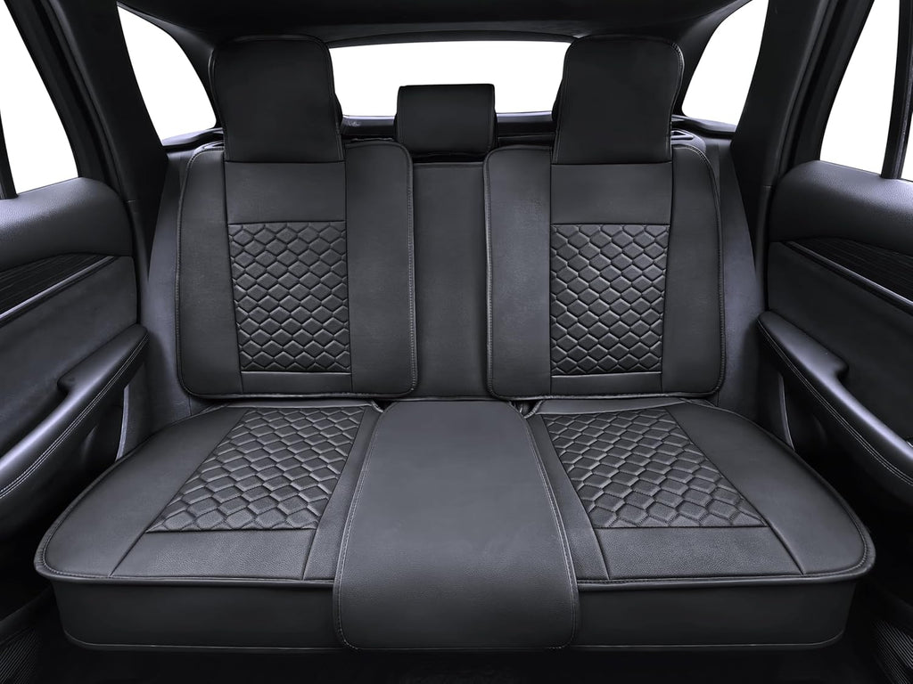 Elantrip Car Seat Cover Full Set Leather Car Seat Protector Universal fit for Most Cars SUVs and Trucks Water Proof Front and Rear Seat Protector Black