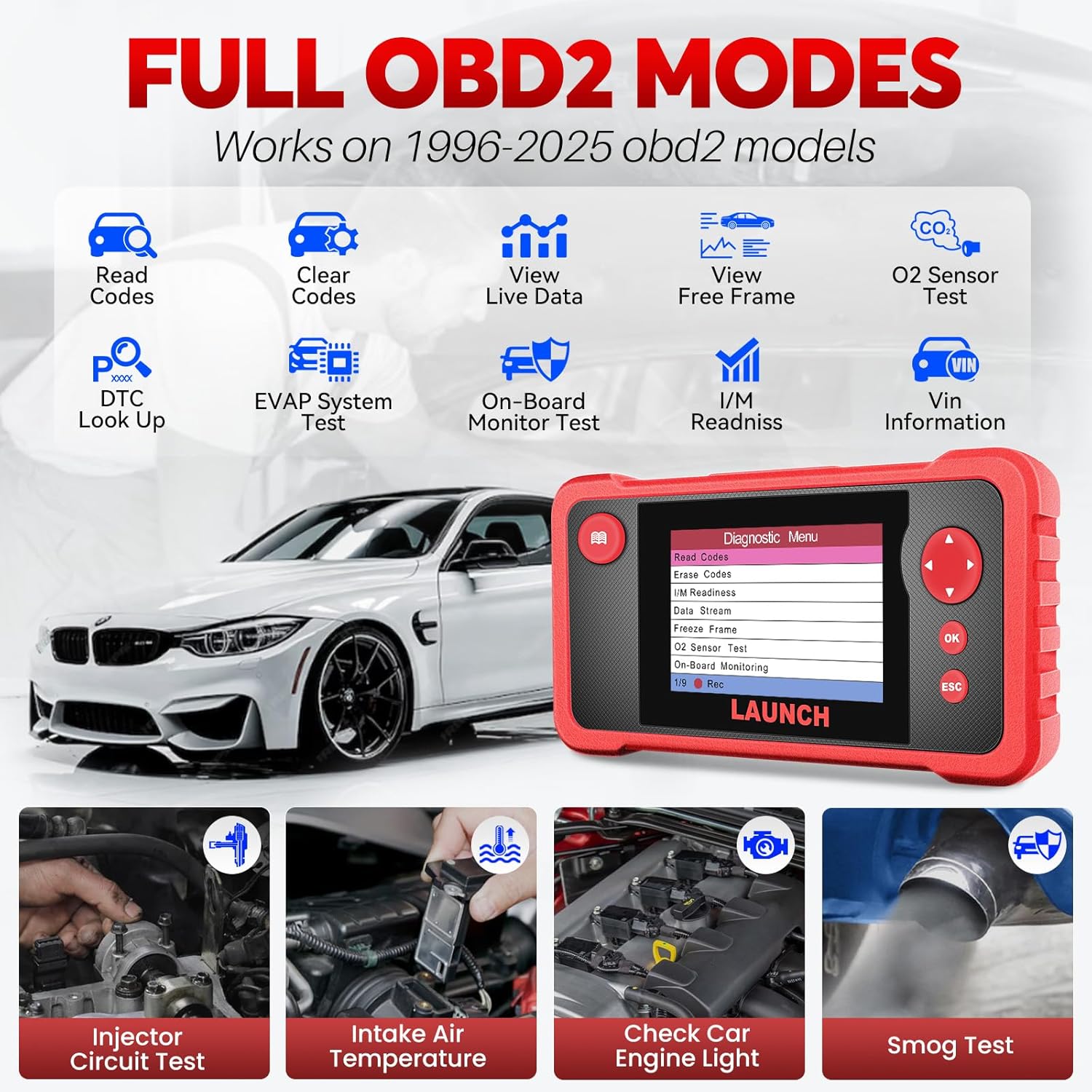 LAUNCH CRP123 V2.0 Plus Elite OBD2 Scanner, 2025 New Full System Lifetime Free Update Scan Tool with 3 Reset Oil Service, Throttle Adaption, SAS Relearn, Car Scanner for All Cars