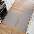 Ottomanson 2-Piece Kitchen Rug Set - Non Slip, Runner & Small Area Rug - Solid - 20" x 59" & 2'3" x 3' - Durable, Stain Resistant for Entryway, Bedroom and Bathroom, Gray